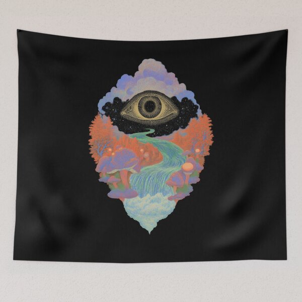 Item preview, Third Eye Awakening Psychedelic River Mushrooms designed and sold by Mystikos Art.