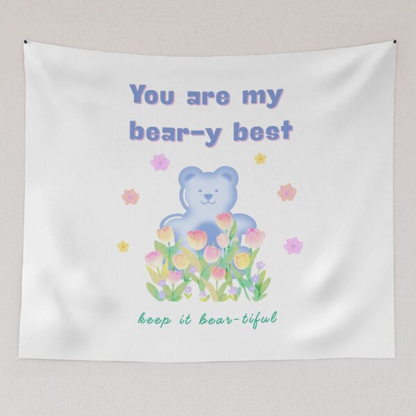 Item preview, You Are My Bear-y Best – Cute Teddy with Flowers designed and sold by mintmono-studio.