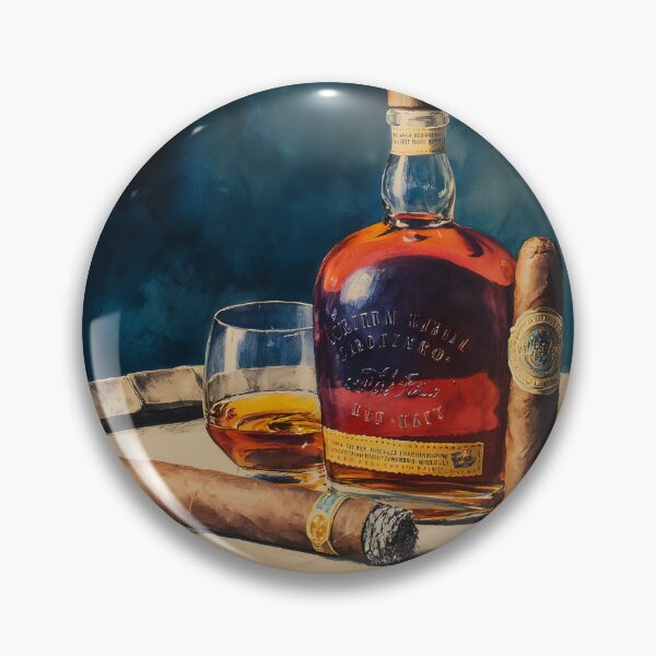 Item preview, Bourbon Bottle and Whiskey Glass on Wooden Barrel - Refined Indulgence with Warm Rich Lighting designed and sold by OlfactoART Studio.