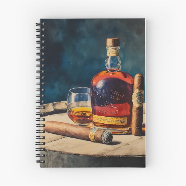 Item preview, Bourbon Bottle and Whiskey Glass on Wooden Barrel - Refined Indulgence with Warm Rich Lighting designed and sold by OlfactoART Studio.