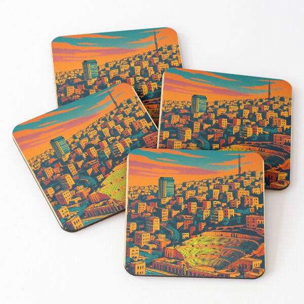 Item preview, Retro Pop Art Travel Poster of Amman | Vibrant Digital Cityscape Illustration | Nostalgic Middle Eastern Urban Design | Colorful Tourist Destination Art | Bold Cultural Landmark designed and sold by PaintedPixels01.