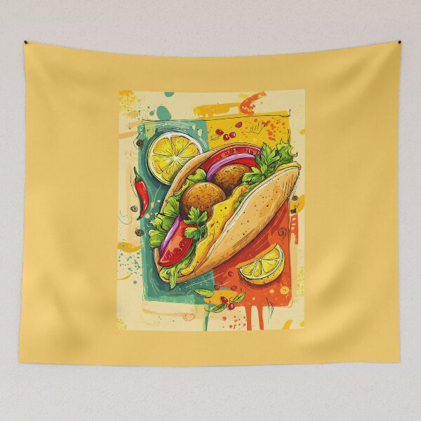 Item preview, Vibrant Falafel Wrap Brimming with Fresh Veggies, Zesty Lemon, and Spicy Chili Peppers designed and sold by OlfactoART Studio.