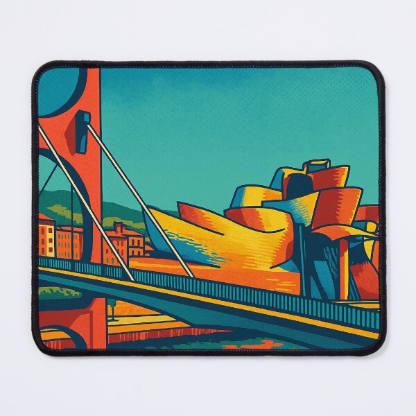 Item preview, Bilbao Retro Pop Art Travel Poster | Colorful Vintage Cityscape Design | Iconic Basque Architecture Illustration | Nostalgic Urban Art | Bold Graphic Travel Artwork designed and sold by PaintedPixels01.