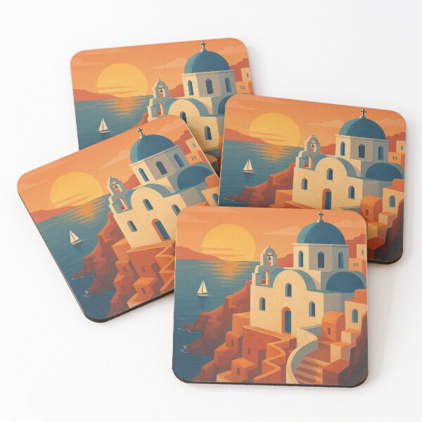 Item preview, Santorini Sunset Travel Poster designed and sold by Vitalka-uk.