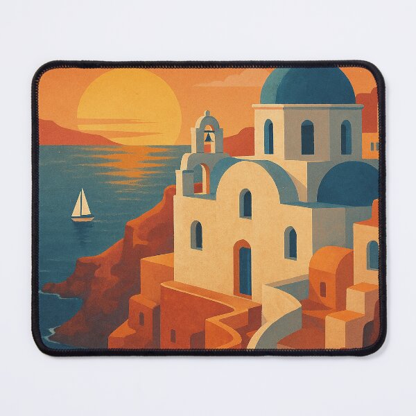Item preview, Santorini Sunset Travel Poster designed and sold by Vitalka-uk.