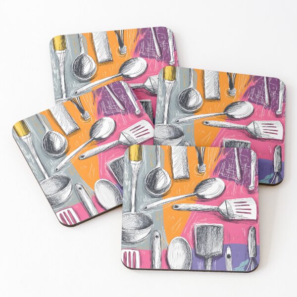 Item preview, Kitchen Utensils Collection - Playful Spoons, Spatulas, and Whisk in Bold, Vibrant Colors designed and sold by OlfactoART Studio.