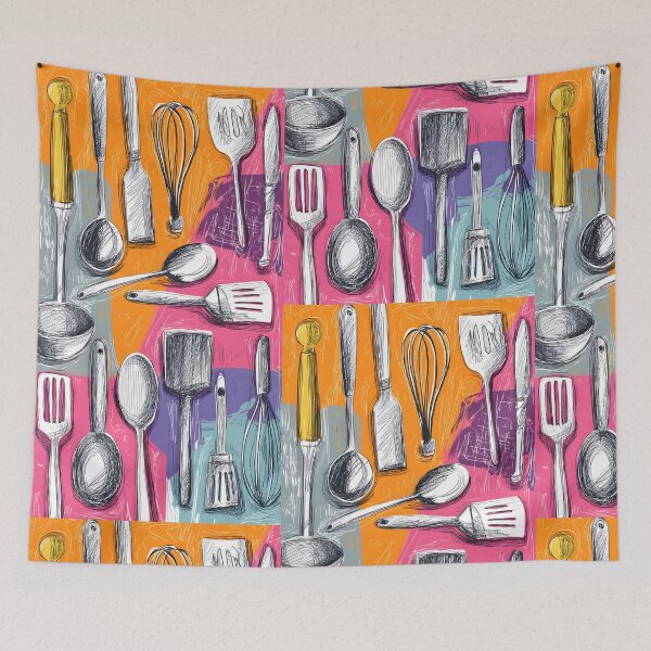 Item preview, Kitchen Utensils Collection - Playful Spoons, Spatulas, and Whisk in Bold, Vibrant Colors designed and sold by OlfactoART Studio.