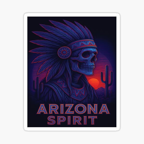 Aperçu de l'œuvre Arizona Spirit – Chef crâne néon créée et vendue par Yuki2025AZ.