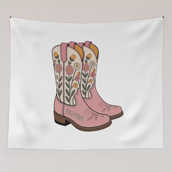 Item preview, "Wild West Floral Cowboy Boots - Cute Western Sticker" designed and sold by stylishsketcher.