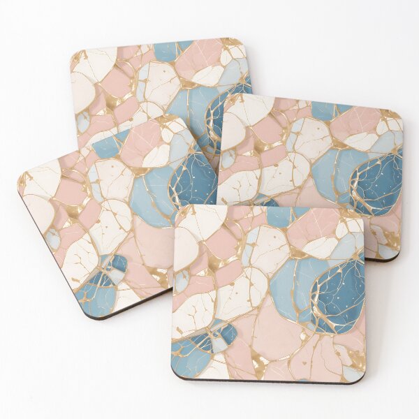 Item preview, Pastel Kintsugi Elegance – Seamless Abstract Pattern with Golden Cracks designed and sold by Dino-Lune.