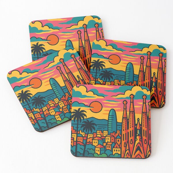 Item preview, Barcelona Retro Pop Art Travel Poster | Colorful Vintage Cityscape | Iconic Sagrada Familia Illustration | Bold Spanish Architecture Art | Vibrant Tourist Destination Design designed and sold by PaintedPixels01.