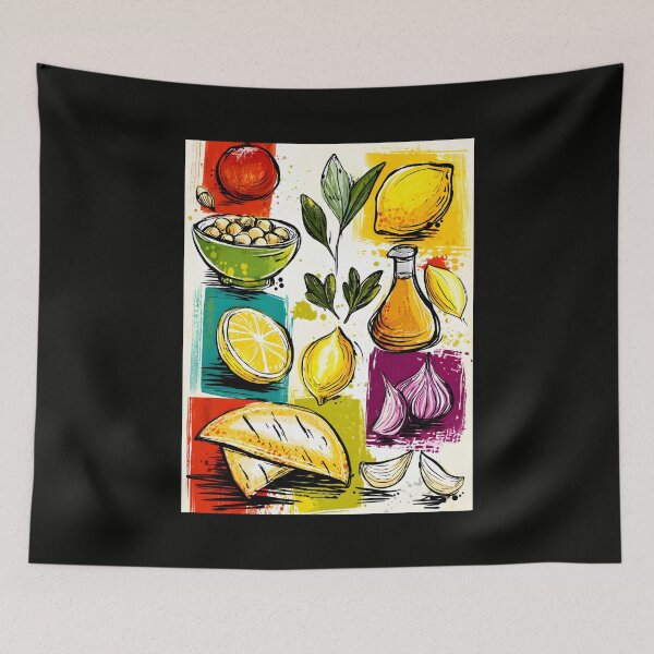 Item preview, Hummus Recipe Ingredients Come Alive - Vibrant Kitchen Elements Featuring Chickpeas Lemons Garlic designed and sold by OlfactoART Studio.