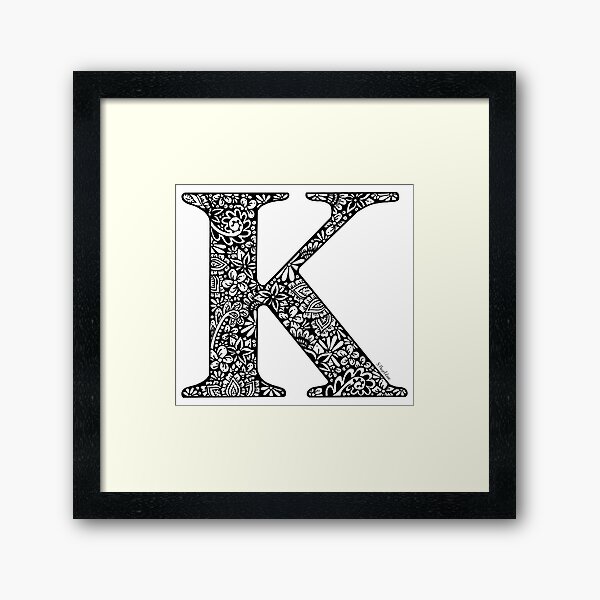 Floral Letter K - Capital Letter Framed Art Print