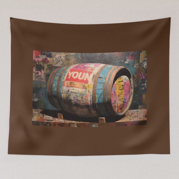 Item preview, Striking Fusion of Tradition and Urban Art: Vibrant Whisky Barrel Graffiti Abstract Street Art- Bold Colors and Artistic Tags designed and sold by OlfactoART Studio.