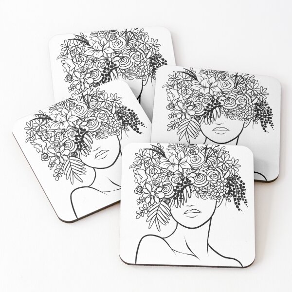 Item preview, Flower crown girl line art  designed and sold by ceilidhemm.