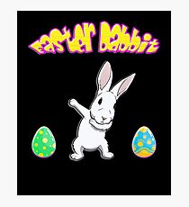 Easter Dabbit Dabbing Easter Bunny With Painted Easter Eggs Photographic Print