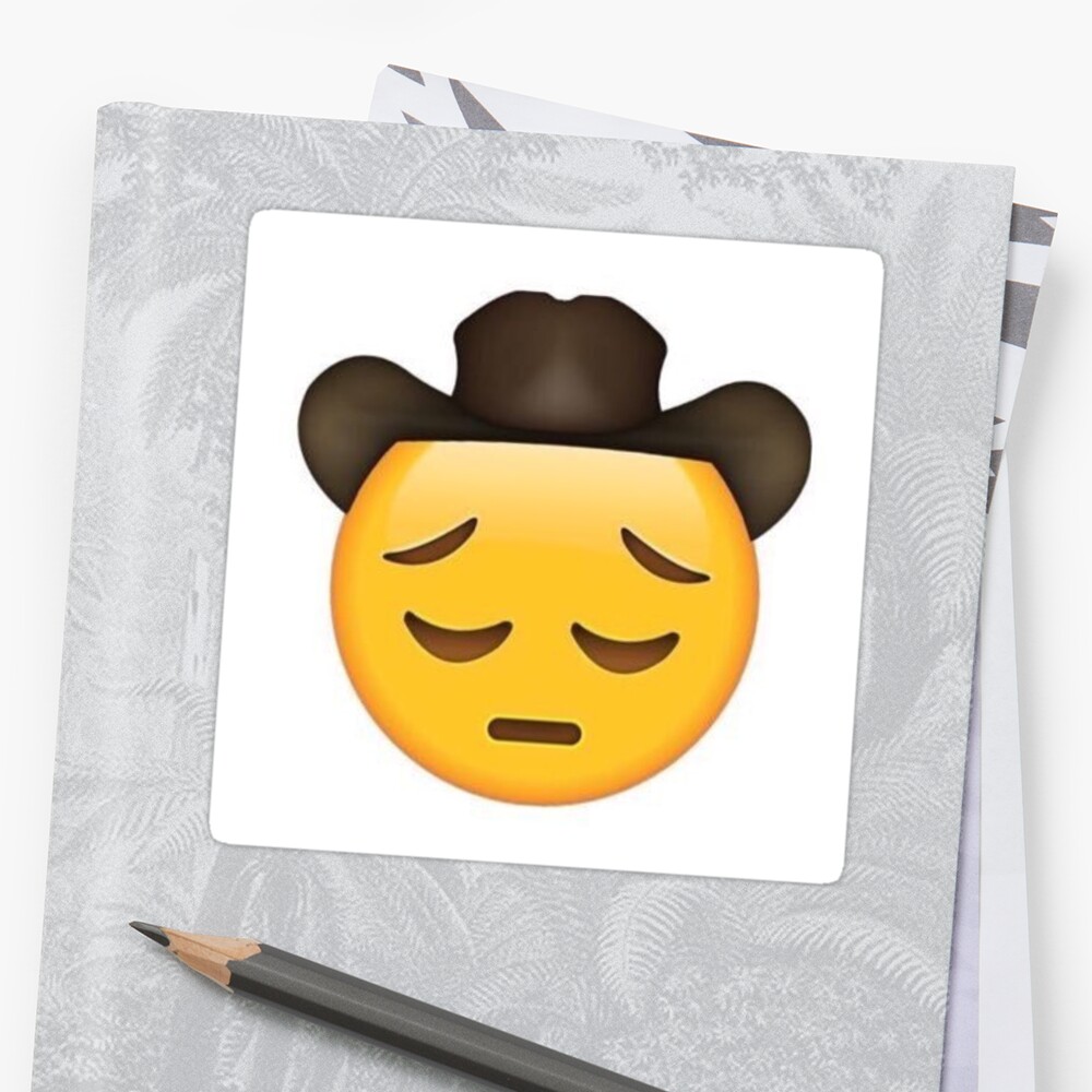 Cowboy Kiss Emoji: "Sad Cowboy Emoji" Sticker By Bryceturtle.