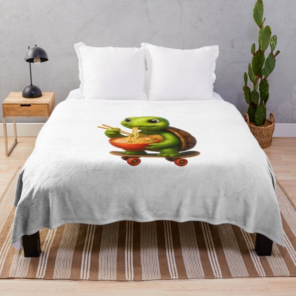Item preview, Cute Turtle Eating Ramen on Skateboard – Fun 3D Animal Design designed and sold by WolfPixelRo.