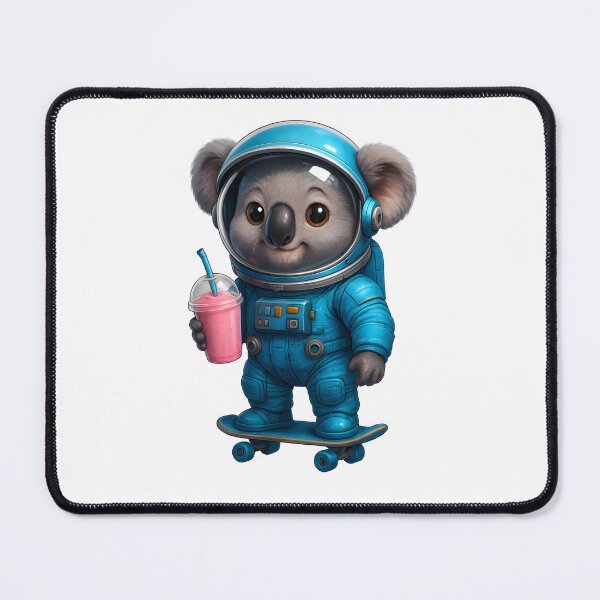Item preview, Cute Koala Astronaut with Milkshake on Skateboard – Fun 3D Space Animal designed and sold by WolfPixelRo.