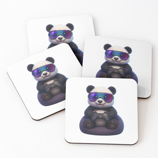 Item preview, Gamer Panda with RGB Glasses on Beanbag – Cool 3D Animal Design designed and sold by WolfPixelRo.