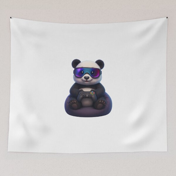 Item preview, Gamer Panda with RGB Glasses on Beanbag – Cool 3D Animal Design designed and sold by WolfPixelRo.