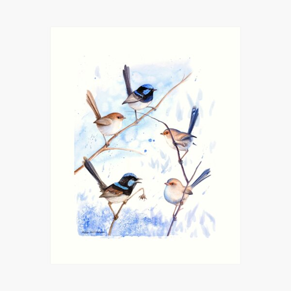 Item preview, Fairy Wrens Singing in the Rain designed and sold by Nadya Neklioudova.