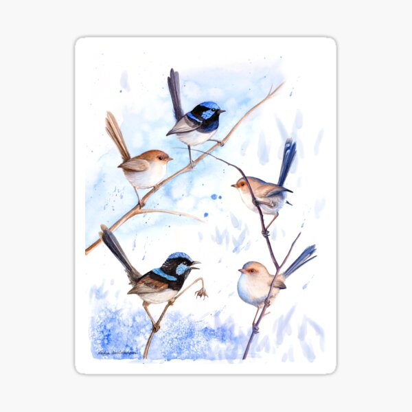 Item preview, Fairy Wrens Singing in the Rain designed and sold by Nadya Neklioudova.