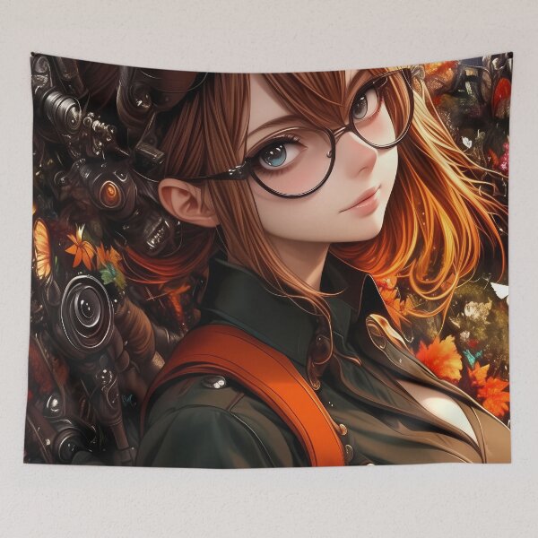 Item preview, TM Anime Inventor Girl Surrounded Autumn Butterflies Steampunk Gear designed and sold by juniorcastros.