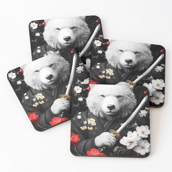 Item preview, Animal Beasts White Bear Samurai Sword Cherry Blossom Warrior Spirit designed and sold by rivettlihuiq.