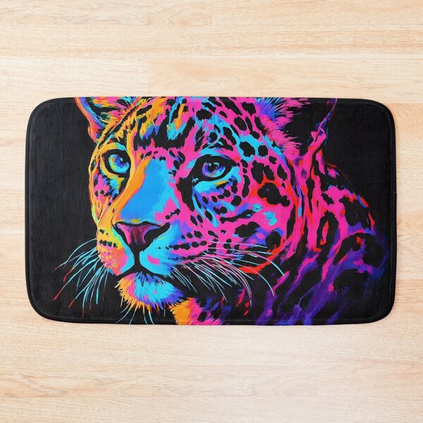 Item preview, Black canvas bright neon leopard print designed and sold by dcrc.