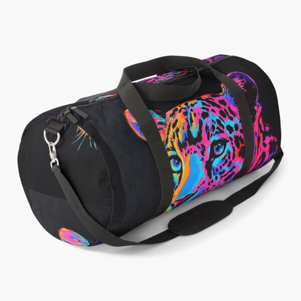 Item preview, Black canvas bright neon leopard print designed and sold by dcrc.