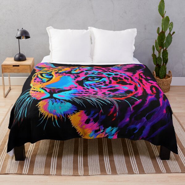 Item preview, Black canvas bright neon leopard print designed and sold by dcrc.