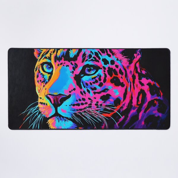 Item preview, Black canvas bright neon leopard print designed and sold by dcrc.