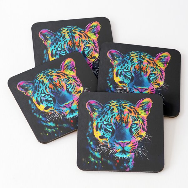 Item preview, Black canvas bright neon leopard print designed and sold by dcrc.