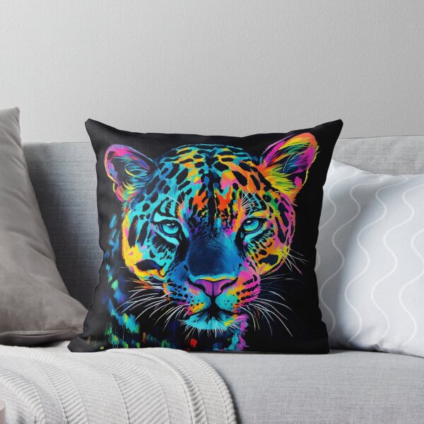 Item preview, Black canvas bright neon leopard print designed and sold by dcrc.