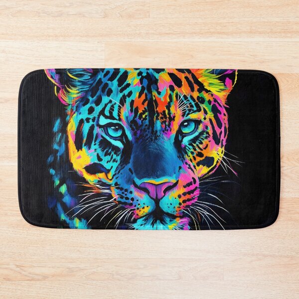 Item preview, Black canvas bright neon leopard print designed and sold by dcrc.