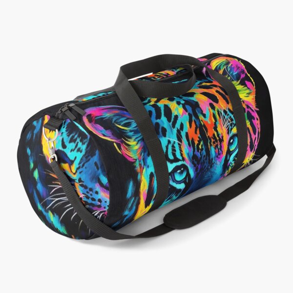 Item preview, Black canvas bright neon leopard print designed and sold by dcrc.