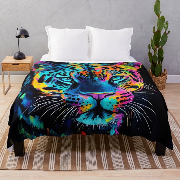 Item preview, Black canvas bright neon leopard print designed and sold by dcrc.