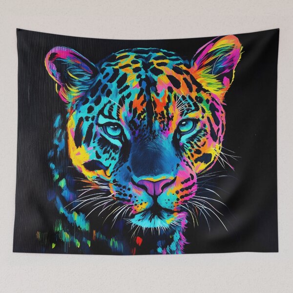 Item preview, Black canvas bright neon leopard print designed and sold by dcrc.