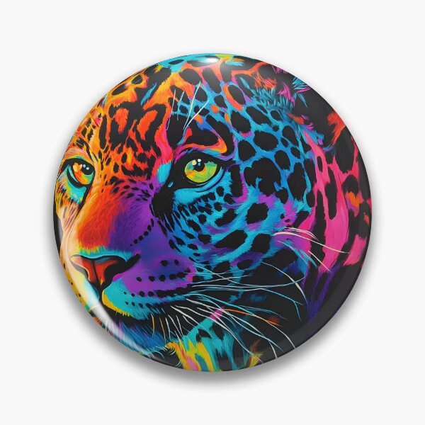 Item preview, black canvas bright neon leopard print designed and sold by dcrc.