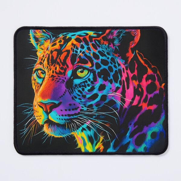 Item preview, black canvas bright neon leopard print designed and sold by dcrc.
