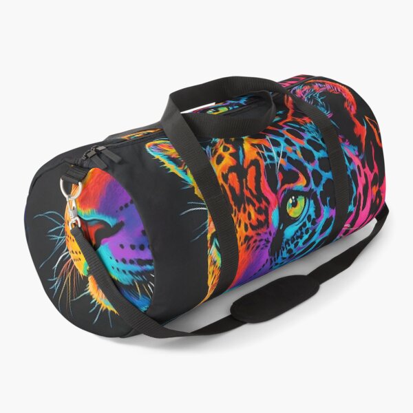 Item preview, black canvas bright neon leopard print designed and sold by dcrc.