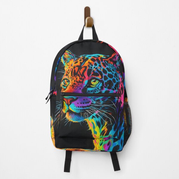 Item preview, black canvas bright neon leopard print designed and sold by dcrc.