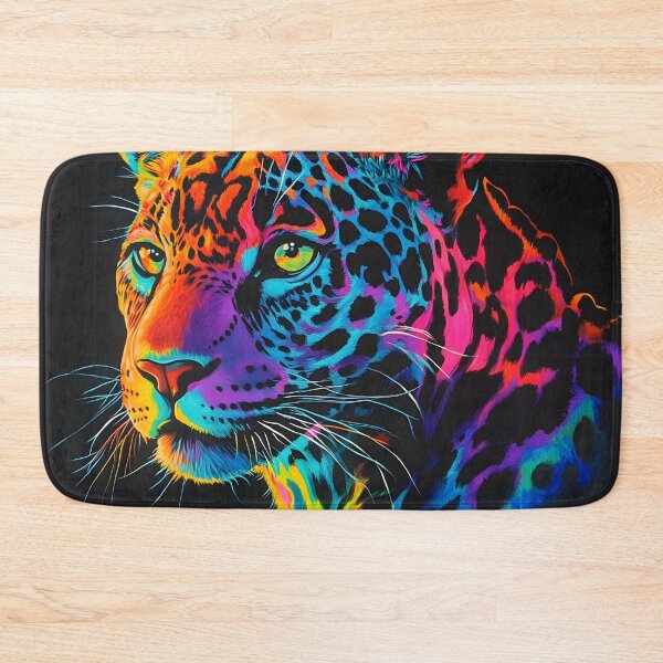 Item preview, black canvas bright neon leopard print designed and sold by dcrc.