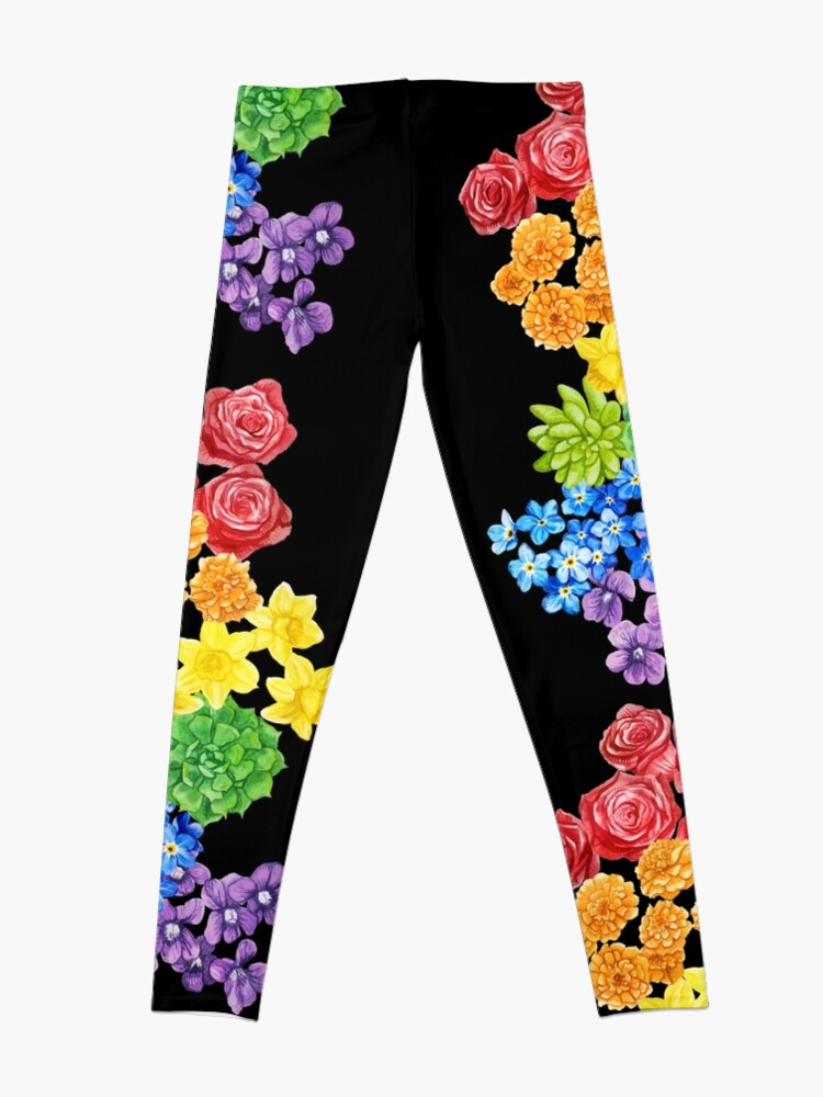 Thumbnail 4 of 5, Leggings, Floral - Gay Pride designed and sold by Aspen Workman.