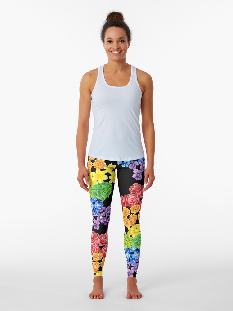 Thumbnail 1 of 5, Leggings, Floral - Gay Pride designed and sold by Aspen Workman.