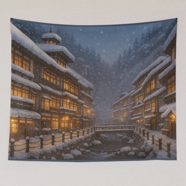 Item preview, Ginzan Onsen in Winter at Night designed and sold by Takeda-art.