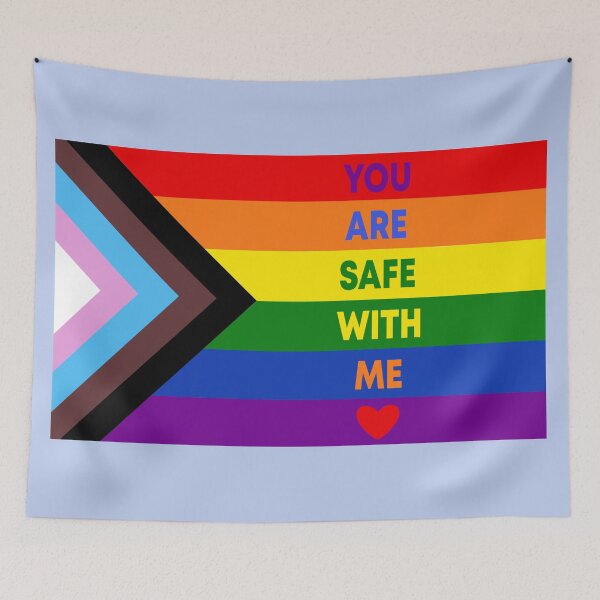 Item preview, You Are Safe With Me Progress Pride Flag LGBTQ designed and sold by nukartDesigns.