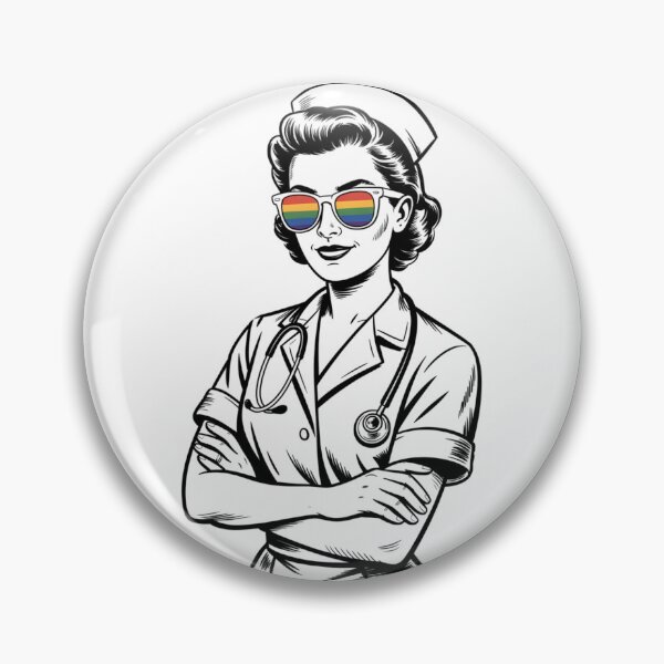 Item preview, Vintage Nurse with Rainbow Pride Sunglasses designed and sold by catthemedic.