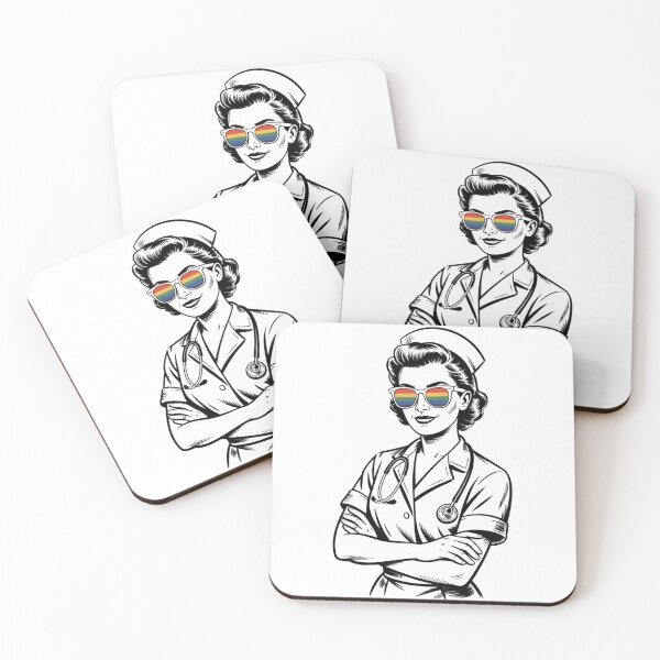 Item preview, Vintage Nurse with Rainbow Pride Sunglasses designed and sold by catthemedic.